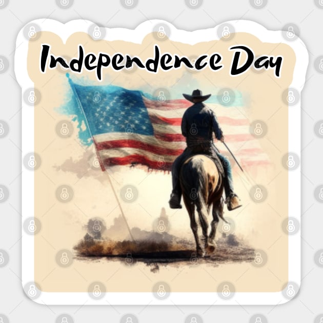 Independece day, cowboy, american flag Sticker by Pattyld